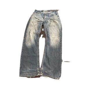 BKE Jeans 32R Tyler Straight Leg Buckle Distressed Stretch Whiskering Fade